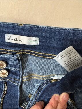 KanCan Two-Tone High-Rise Blue Jeans with Yellow Stitching